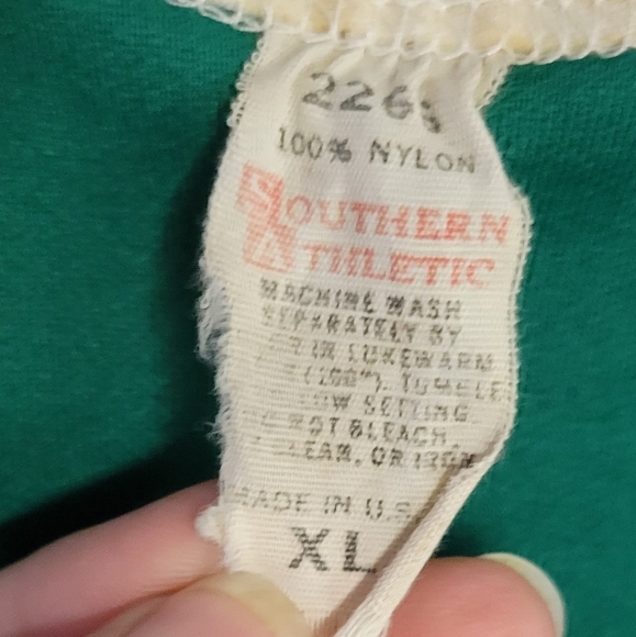 Vintage 1980s Tank Top 100% Polyester Kelly Green XL - Picture 2 of 6